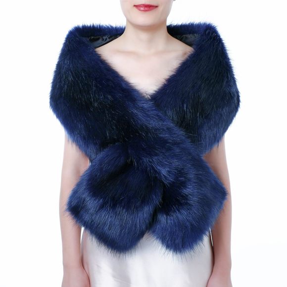 Women's Winter Fake Faux Fur Scarf Wrap Collar Shawl Shrug (63"/160cm, New🐻 - Picture 1 of 7